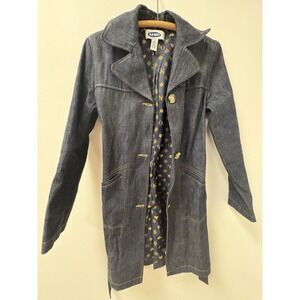 Old Navy Denim Tie Belt Jean Trench Coat Women's Dark Wash Denim Sz M
